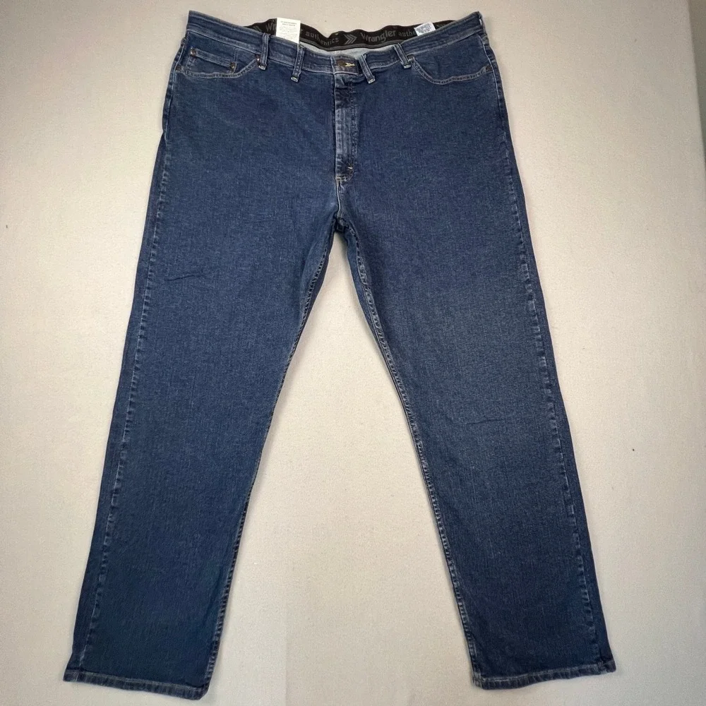 Wrangler Authentics Jeans Mens 48x34 Blue Comfort Flex Straight Leg Denim Casual